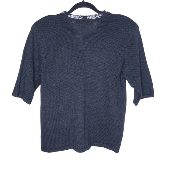 New Talbots Susan Bristol Vintage Women's Short Sleeve Black Sweater Size Large - Picture 3 of 4